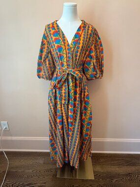 Karavan Colorful Floral Cotton Maxi Dress – One Size